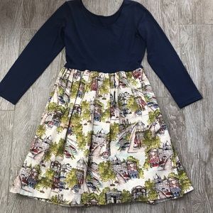 NORDSTROM GIRLS LONG SLEEVE FIT & FLARE DRESS